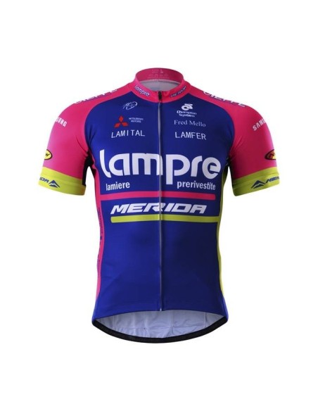 Equipación corta con tirantes Lampre para ciclistas en 2023