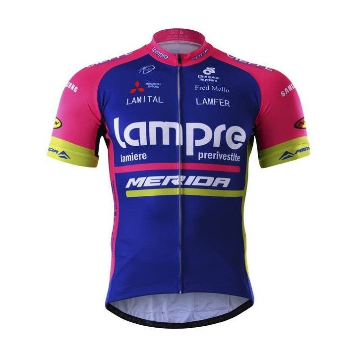 Equipación corta con tirantes Lampre para ciclistas en 2023