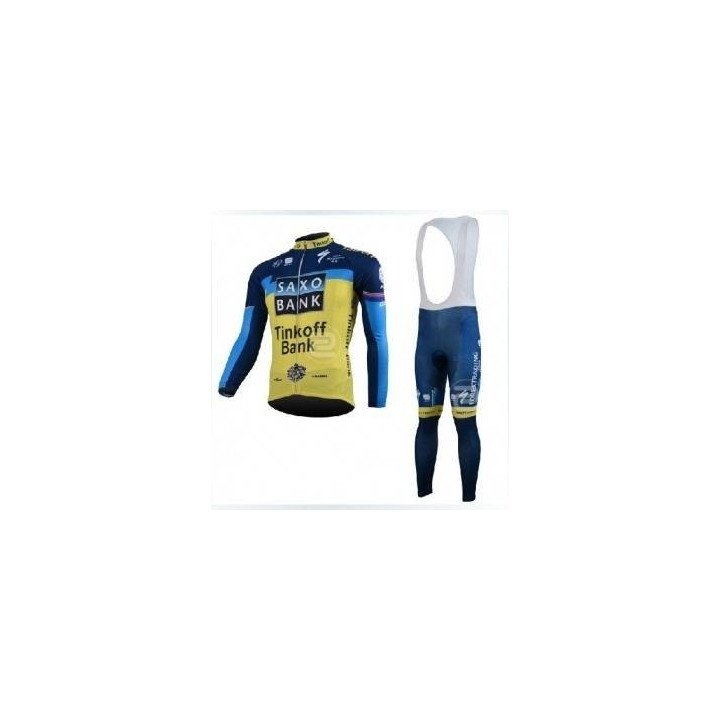Ropa de ciclismo de invierno con tirantes Saxo Bank para estar cómodo y abrigado