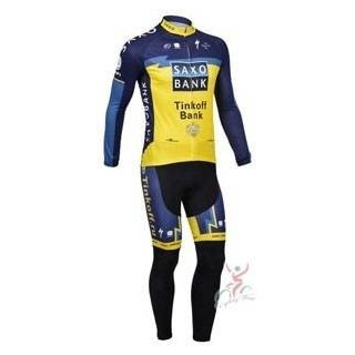 Ropa de ciclismo de invierno con tirantes Saxo Bank, comodidad y estilo para tus rutas