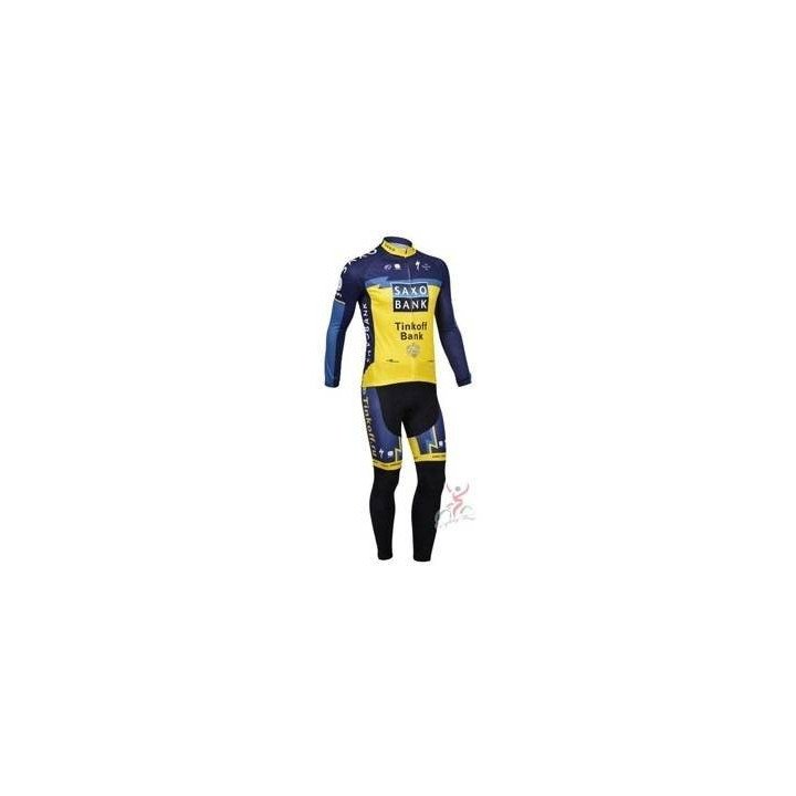 Ropa de ciclismo de invierno con tirantes Saxo Bank, comodidad y estilo para tus rutas