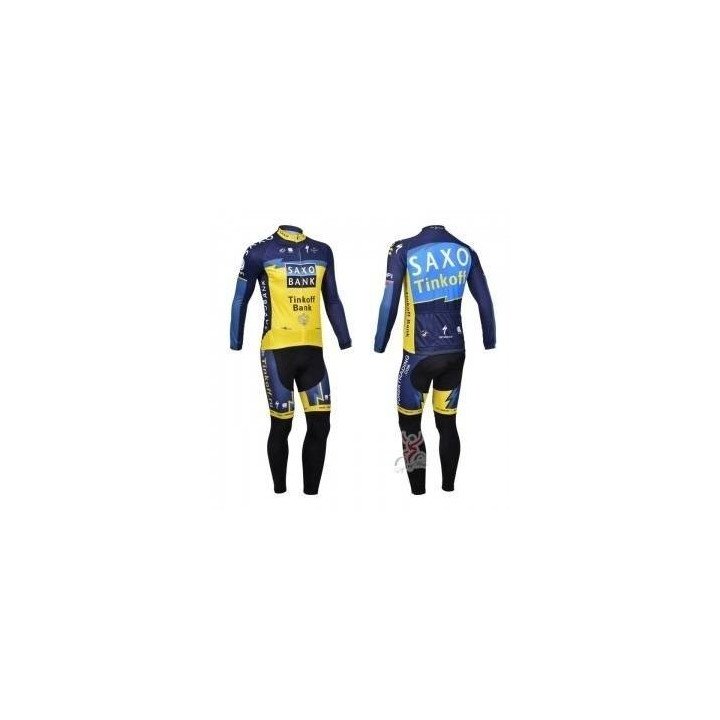 Ropa de ciclismo de invierno con tirantes Saxo Bank, comodidad y estilo para tus rutas