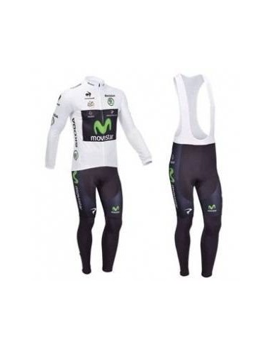 Ropa de Ciclismo de Invierno con Tirantes Movistar: Conjunto Largo y Cómodo