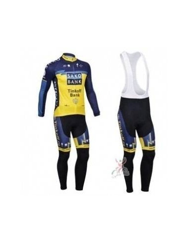 Ropa térmica de ciclismo Saxo Bank con tirantes para estar cómodo en tus rutas