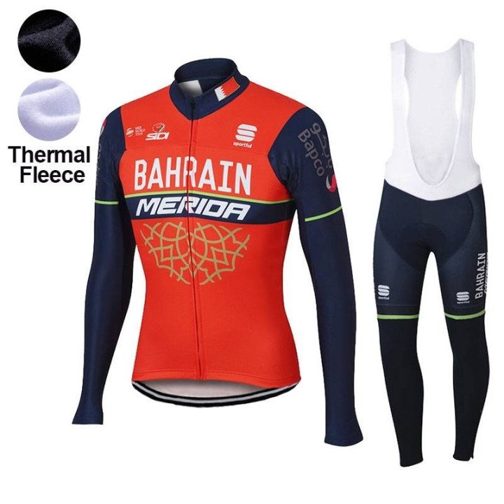 Ropa de ciclismo térmica BAHRAIN MERIDA con tirantes para tus rutas
