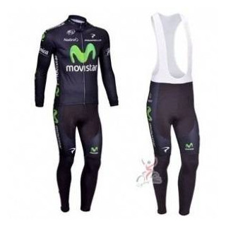 Ropa térmica de ciclismo Movistar con tirantes que te encantará