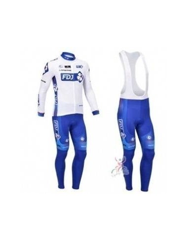Ropa térmica de ciclismo FDJ con tirantes para un pedaleo cómodo