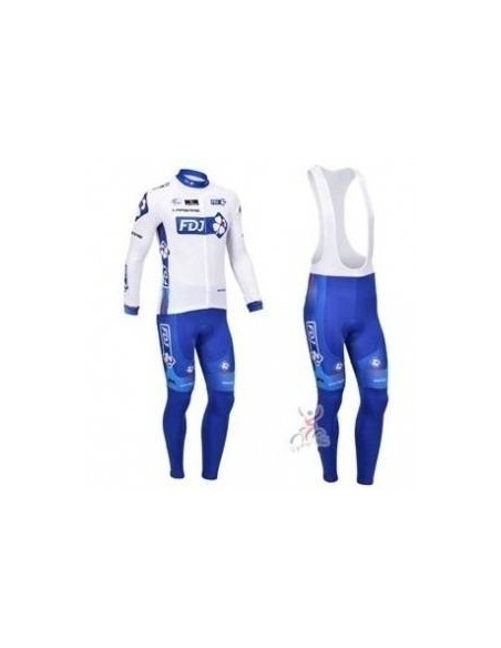 Ropa térmica de ciclismo FDJ con tirantes para un pedaleo cómodo
