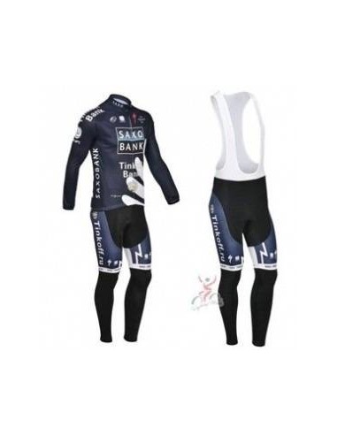 Ropa térmica de ciclismo Saxo Bank con tirantes para estar cómodo y a la moda