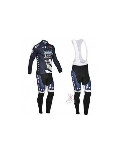 Ropa térmica de ciclismo Saxo Bank con tirantes para estar cómodo y a la moda