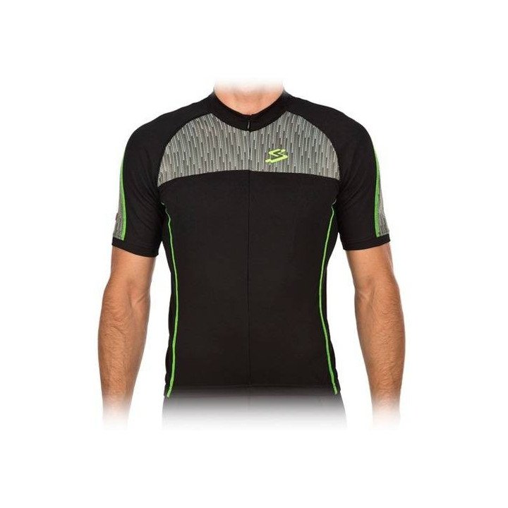 Maillot Spiuk Race para hombres en negro y verde, comodidad asegurada para tus paseos en bici