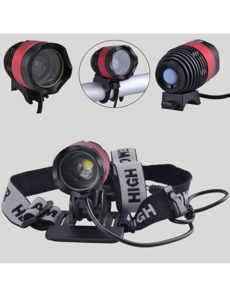 Linterna LED CREE XM-L T6 de 1800 lúmenes con luz trasera para bicicleta y 7 modos de iluminación