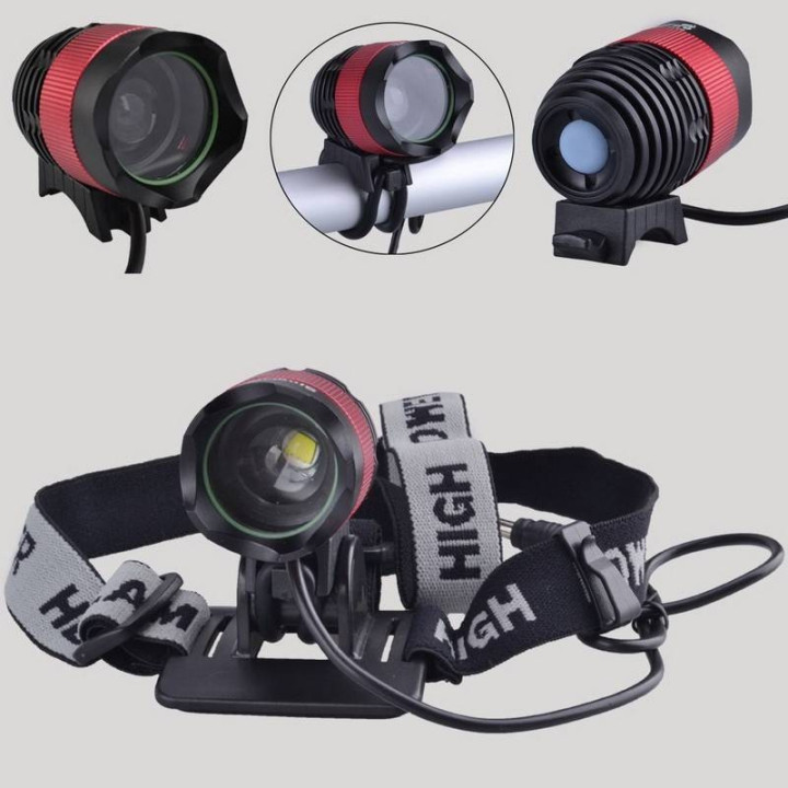 Linterna LED CREE XM-L T6 de 1800 lúmenes con luz trasera para bicicleta y 7 modos de iluminación