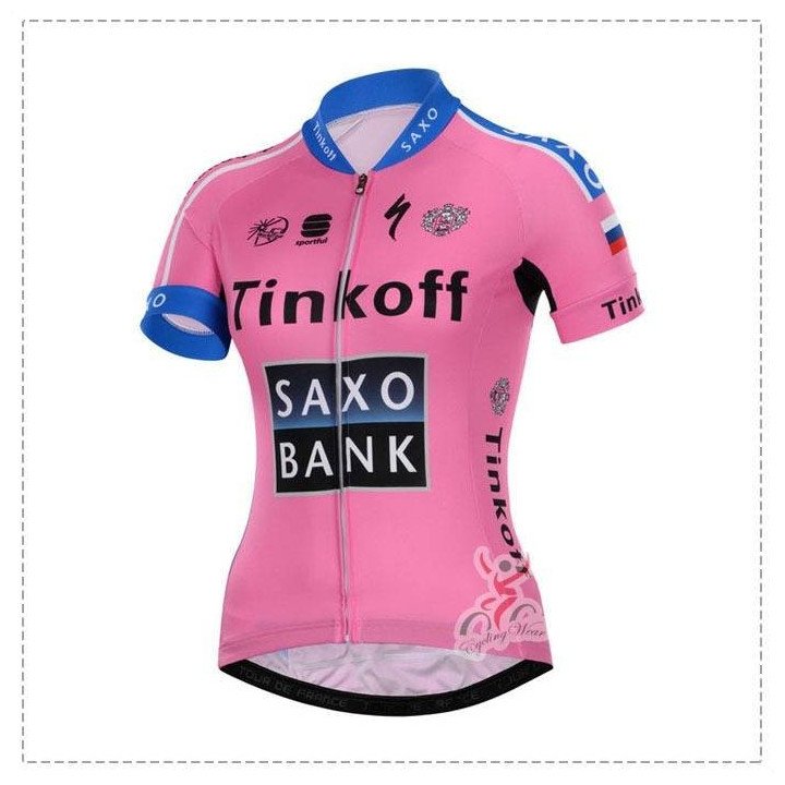 Maillot ciclista corto para mujer Saxo Bank, cómodo y fresco