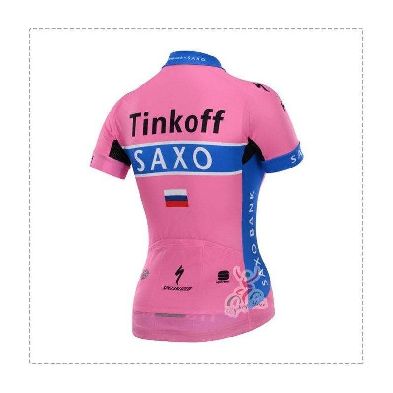 Maillot ciclista corto para mujer Saxo Bank, cómodo y fresco