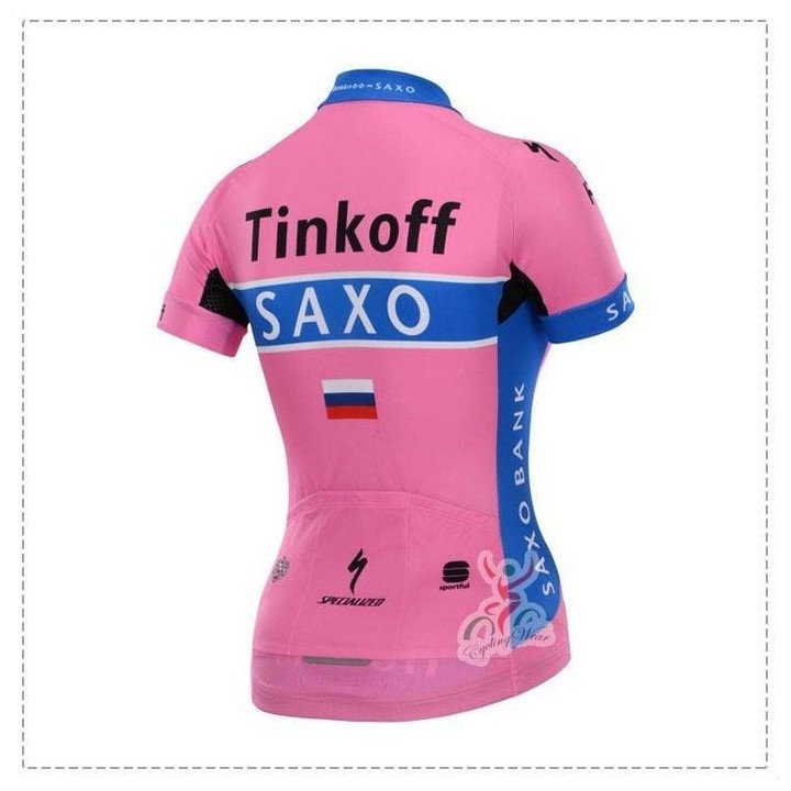 Maillot ciclista corto para mujer Saxo Bank, cómodo y fresco