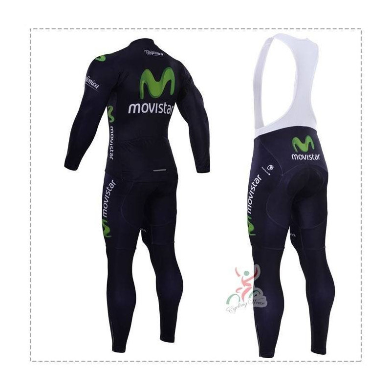 Ropa térmica de ciclismo Movistar con tirantes para pedalear cómodo