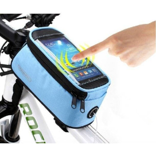 Funda azul para móvil en bicicleta, ideal para tus aventuras