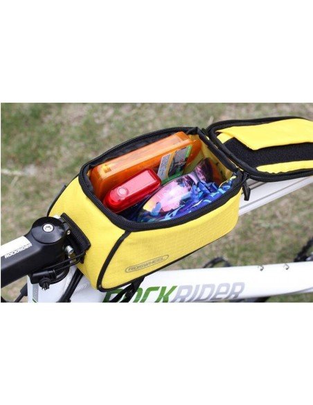 Funda amarilla para móvil en bicicleta, ideal para tus rutas