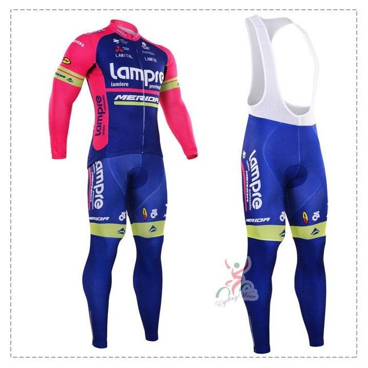 Ropa de ciclismo térmica Lampre con tirantes para estar cómodo mientras pedaleas