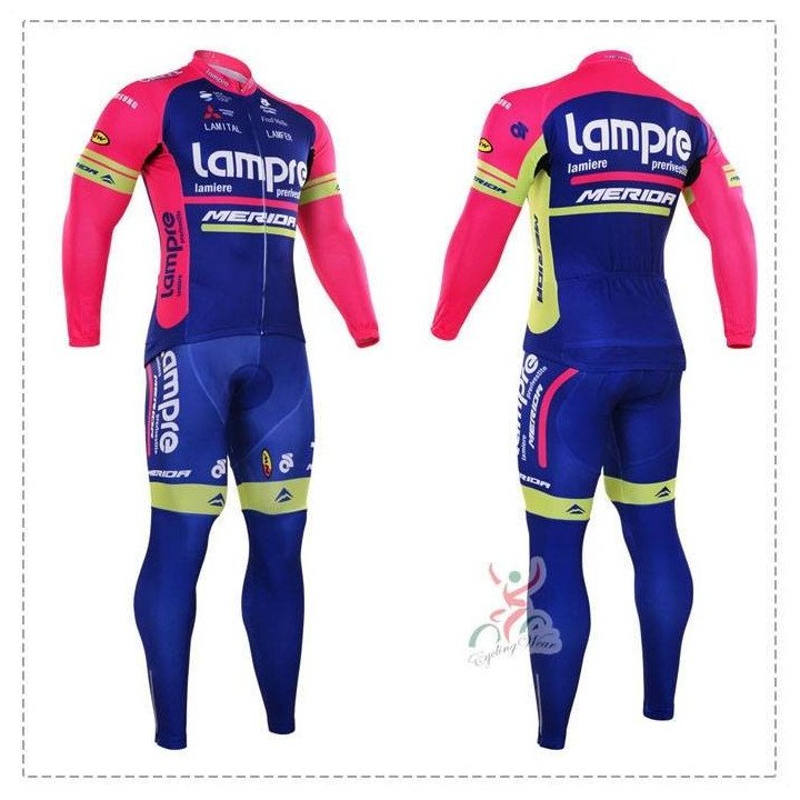 Ropa de ciclismo térmica Lampre con tirantes para estar cómodo mientras pedaleas