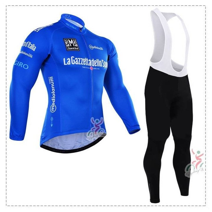 Ropa de ciclismo térmica Tour de Italia en azul con tirantes, comodidad asegurada