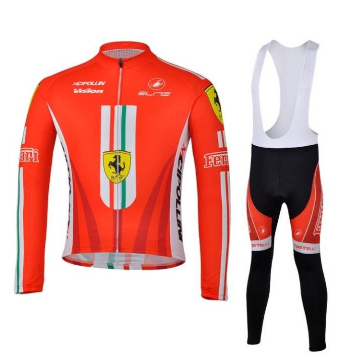Ropa térmica de ciclismo Ferrari con tirantes para estar cómodo y a la moda