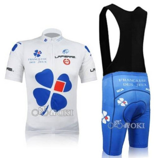 Equipación corta con tirantes fdj para ciclistas felices