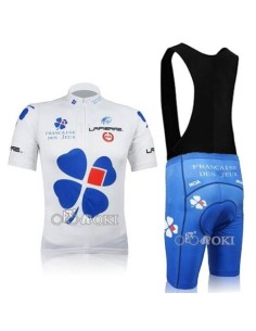 Equipación corta con tirantes fdj para ciclistas felices