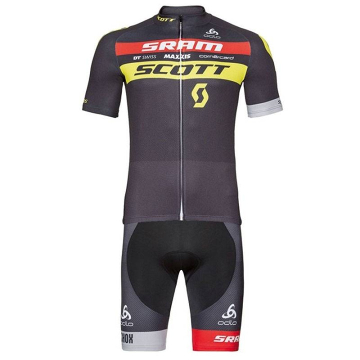 Equipación ciclismo SCOTT SRAM corta con tirantes, tallas y comodidad aseguradas