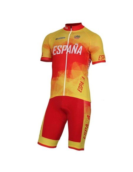 Equipación corta de ciclismo con tirantes de la selección española al mejor precio